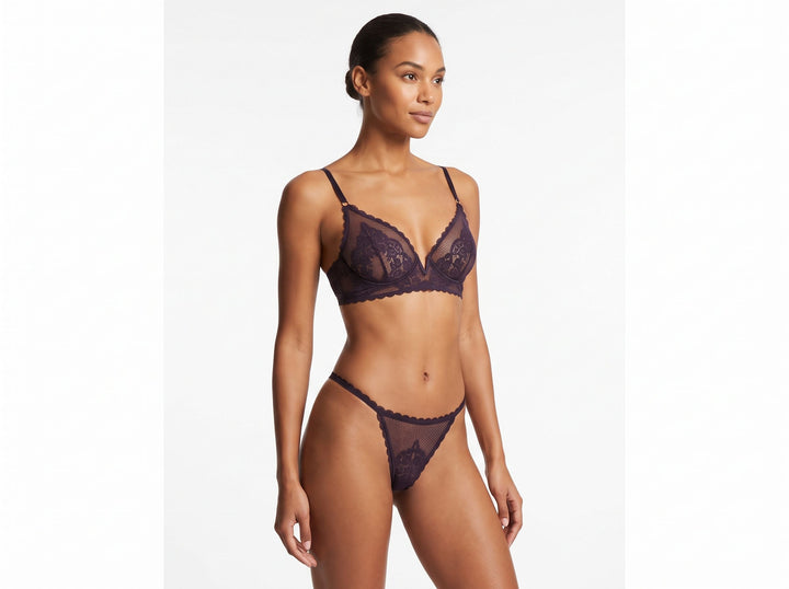 Lace And Mesh Longline Bra Set