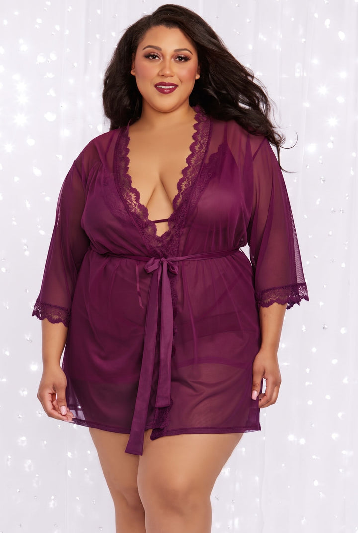 Plus Size Plum Chemise and Robe