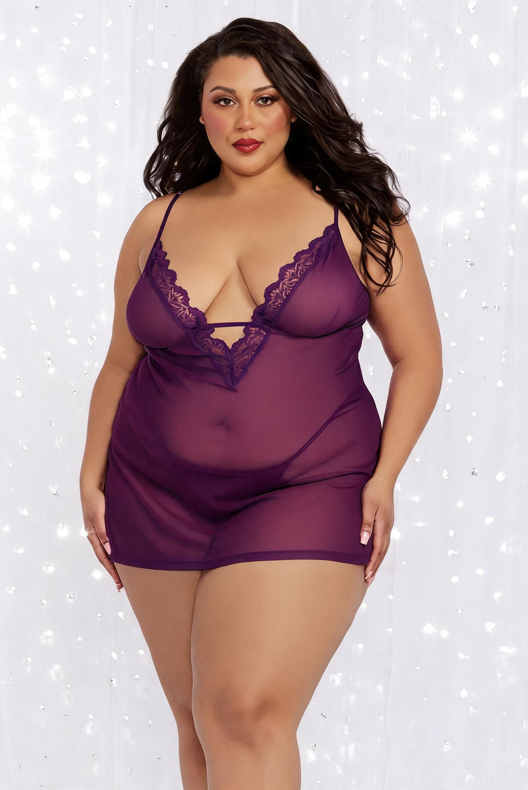 Plus Size Plum Chemise and Robe