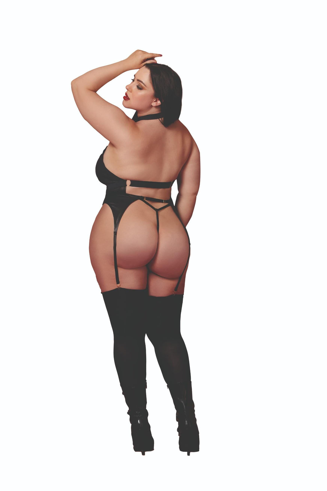Dreamgirl Plus Black Fetish Bustier &amp; G-String