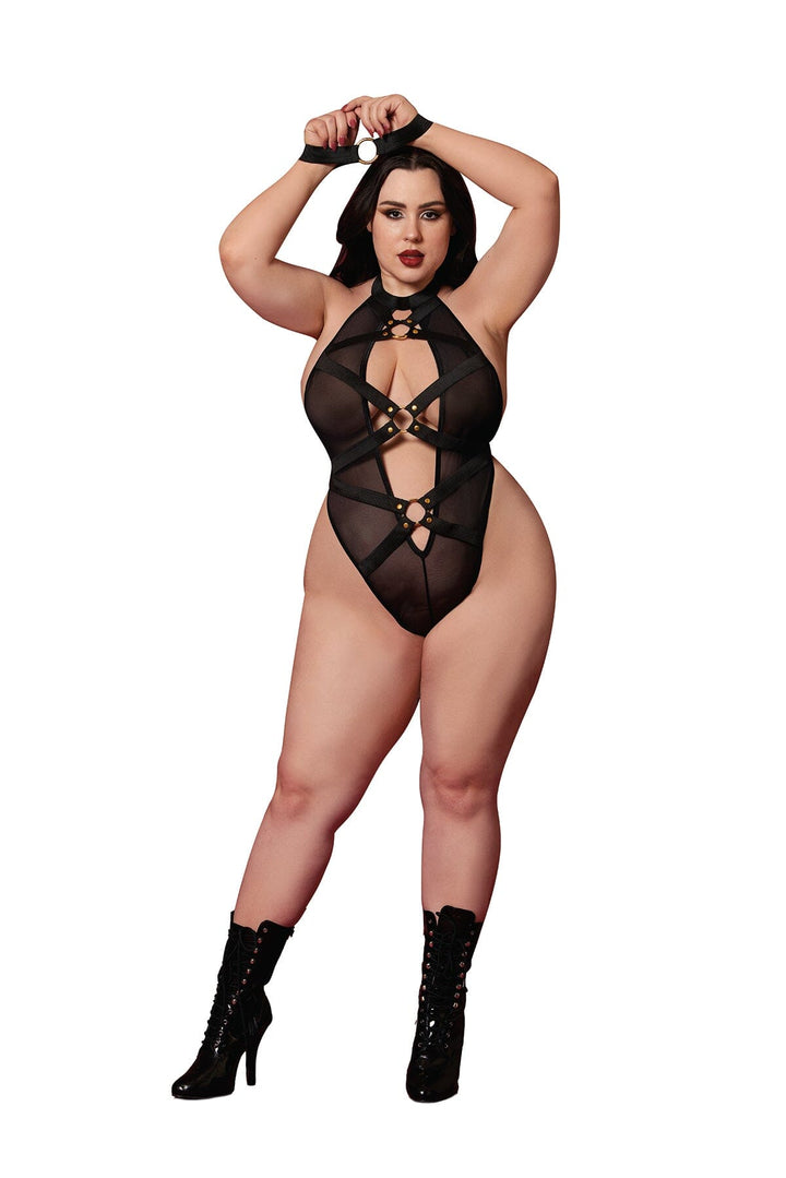 Dreamgirl Plus Black Fetish Teddy &amp; Restraint