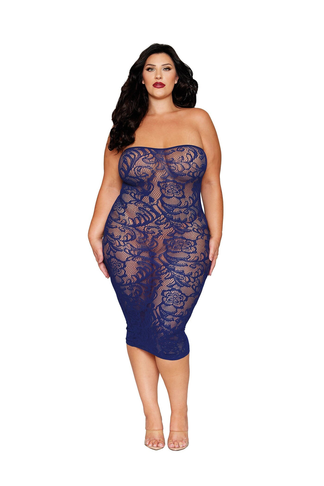Dreamgirl Plus Bodystocking Gown &amp; Shrug