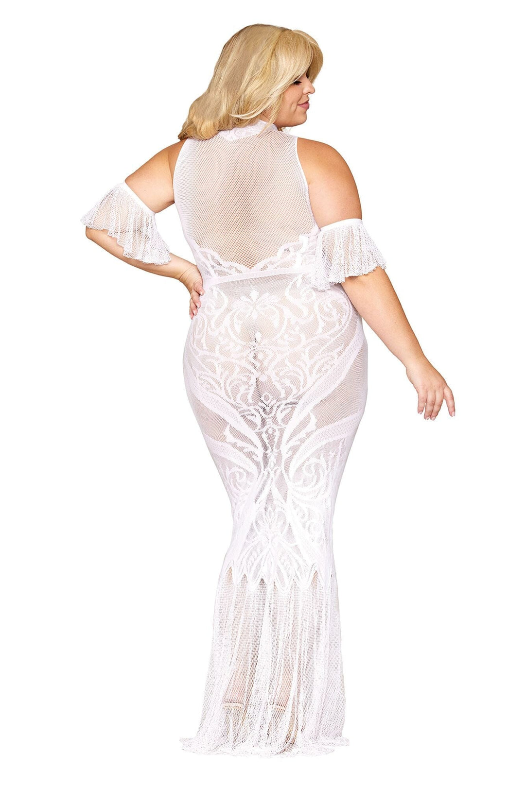 Dreamgirl Plus Geometric Fence Net Bodystocking Gown