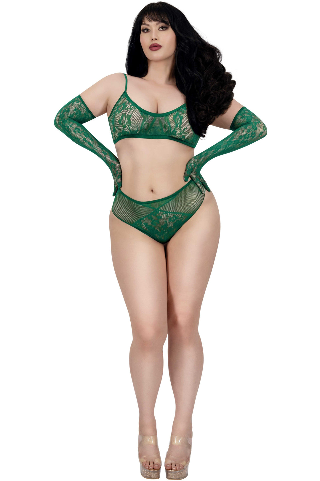 Dreamgirl Plus Lace Seamless 3-Piece Set