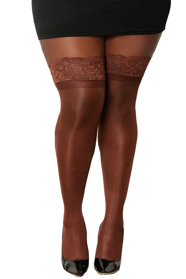 Dreamgirl Plus Laced Stay-up Sheer Thigh High