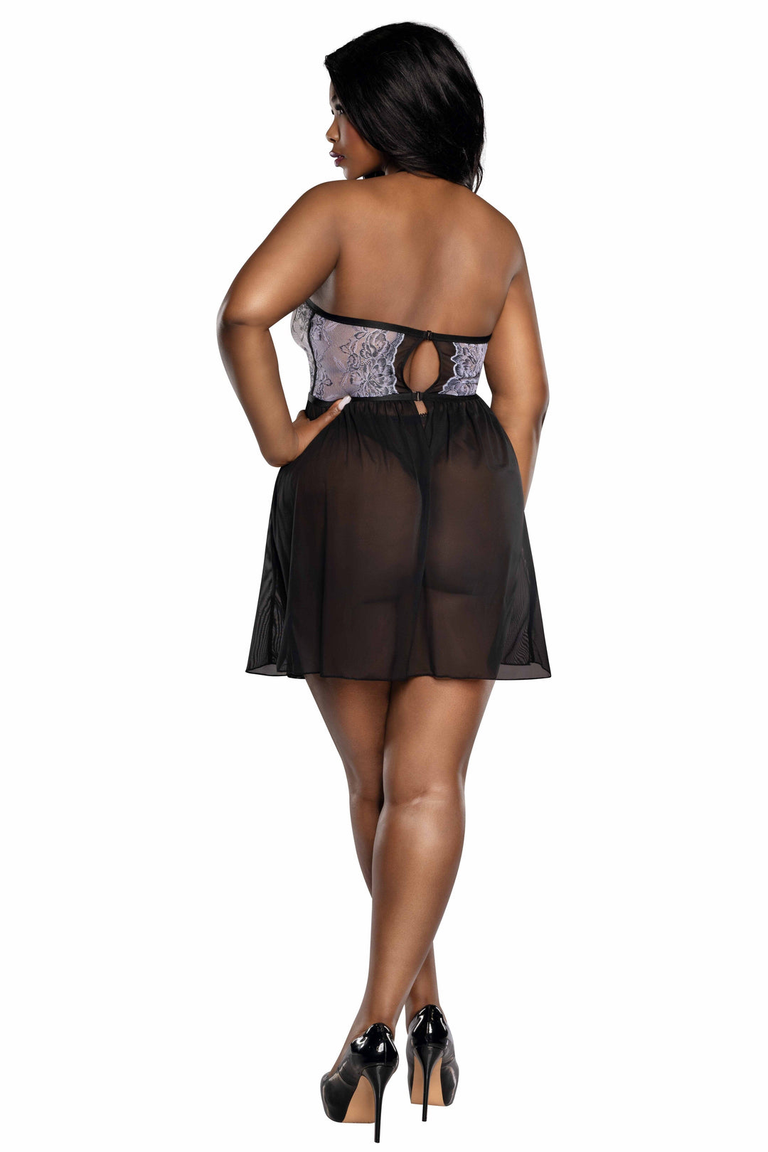 Dreamgirl Plus Onyx White and Black Babydoll