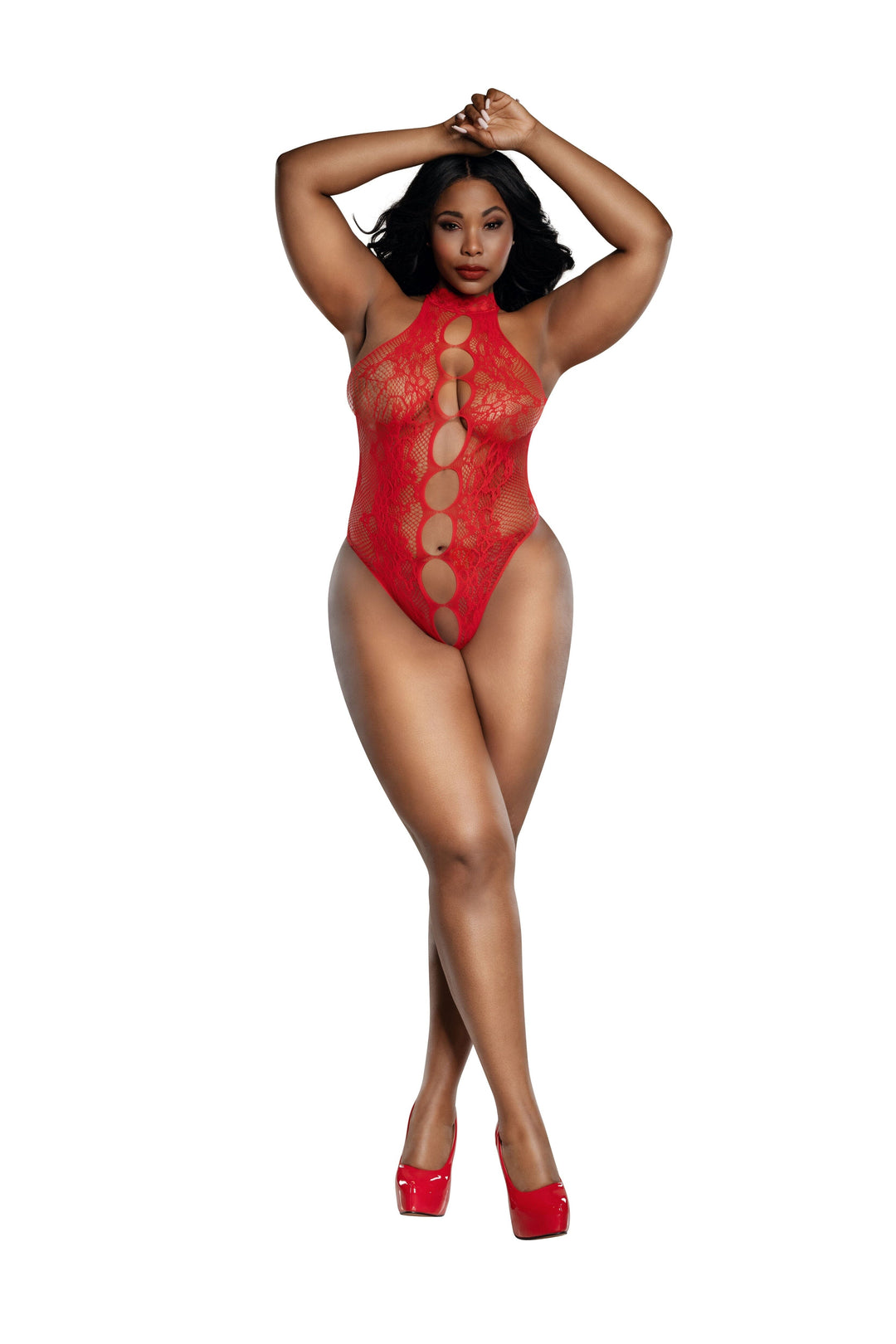 Dreamgirl Plus Peek-A-Boo Teddy - Red