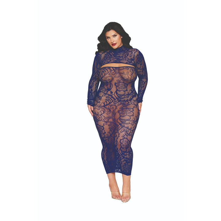 Dreamgirl Plus Bodystocking Gown &amp; Shrug