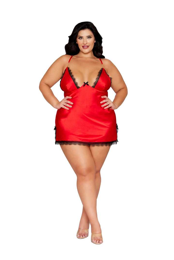 Dreamgirl Plus Poinsetta Satin Chemise