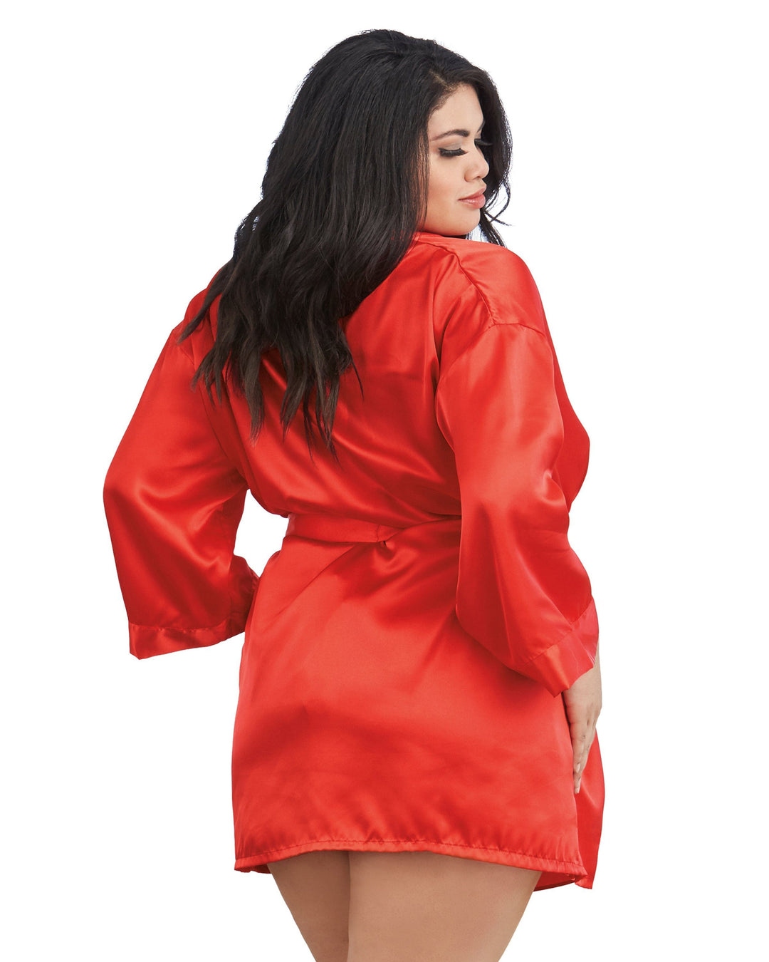 Dreamgirl Plus Size Satin Robe &amp; Chemise Set