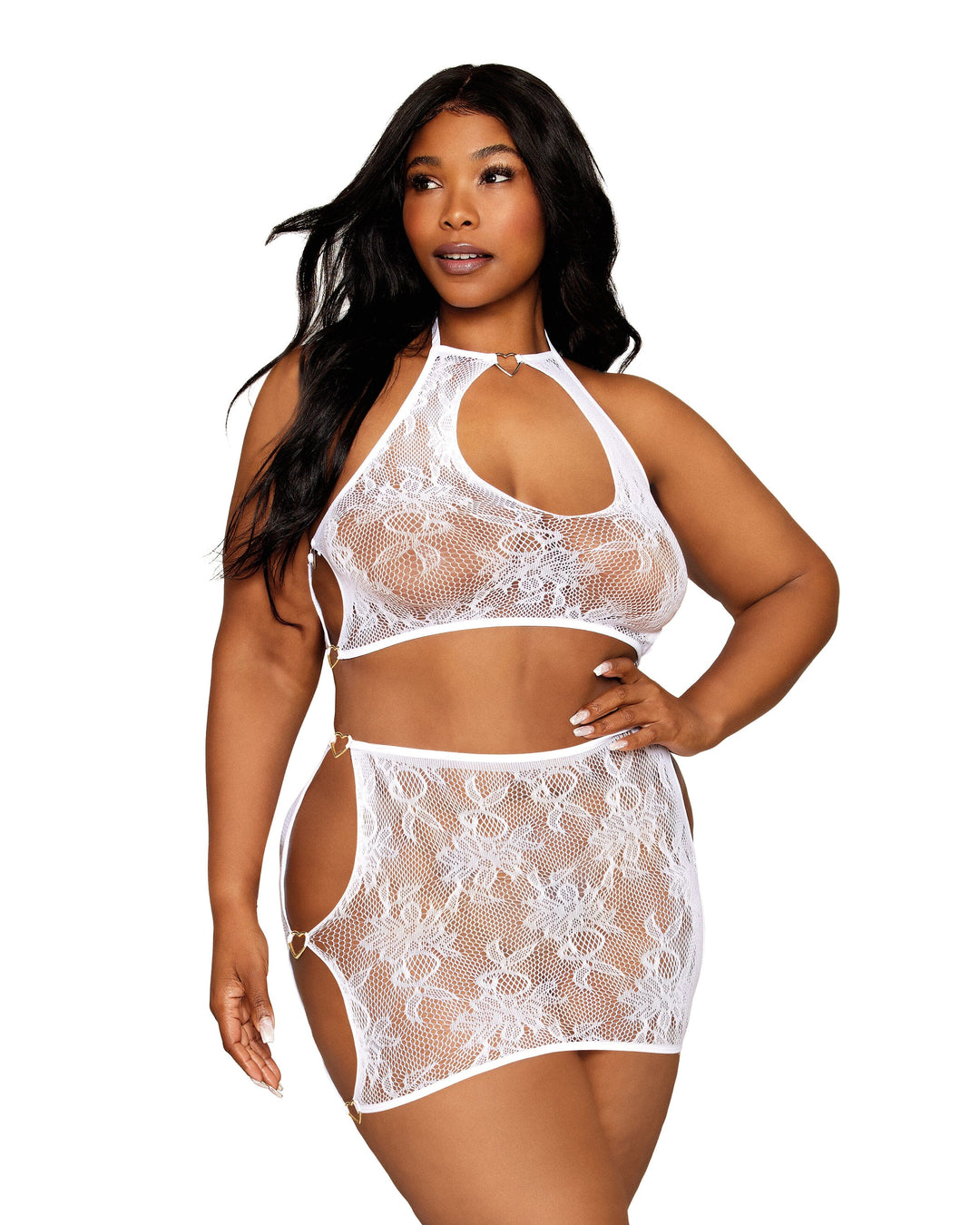 Dreamgirl Plus Lace Bralette &amp; Mini-Skirt Set