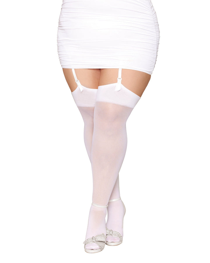 Dreamgirl Plus "Bride" Sheer Thigh Highs with Rhinestone Seams