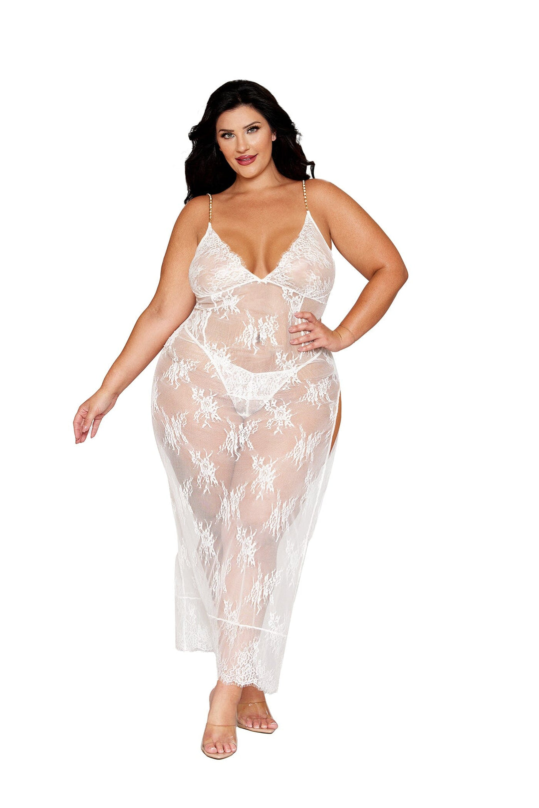 Dreamgirl Plus White Gown &amp; G-String