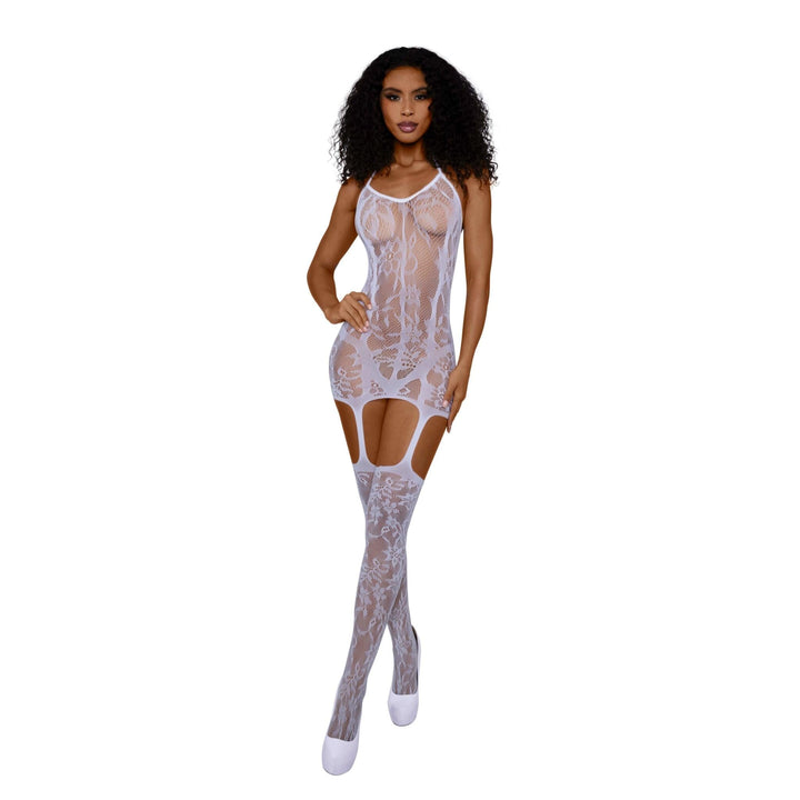 Dreamgirl Lace and Opaque Seam Garter Dress