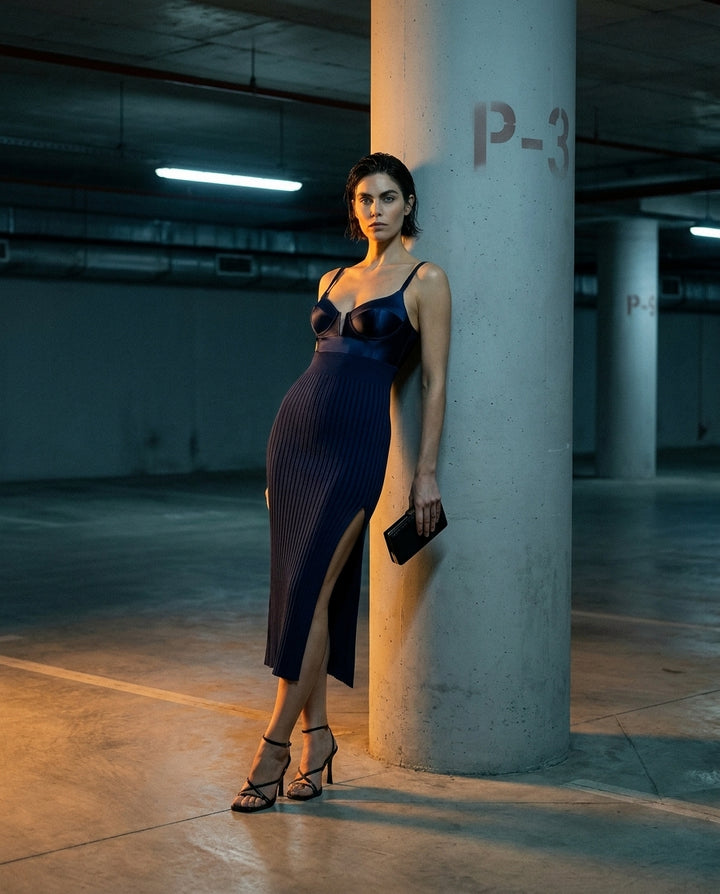 Midnight Blue Midi Dress