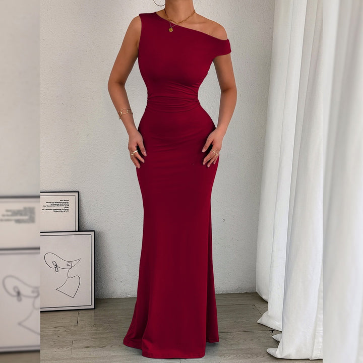 One-Shoulder Ruched Maxi Dress