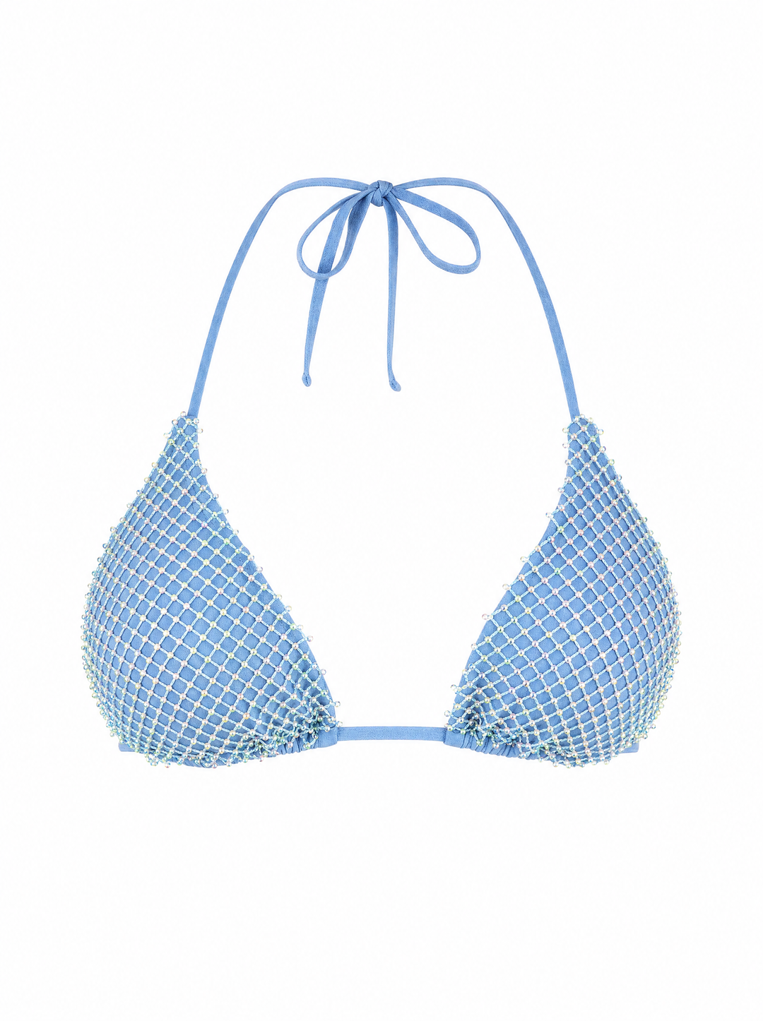 Denim Crystal Triangle Bikini Top
