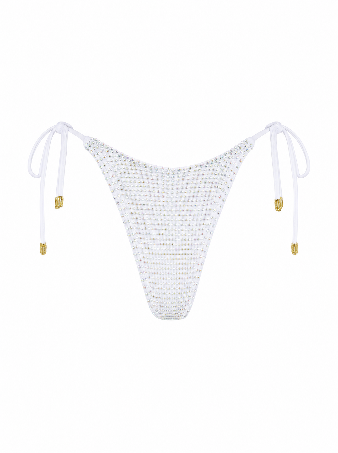 White Crystal Thong Bikini Bottom