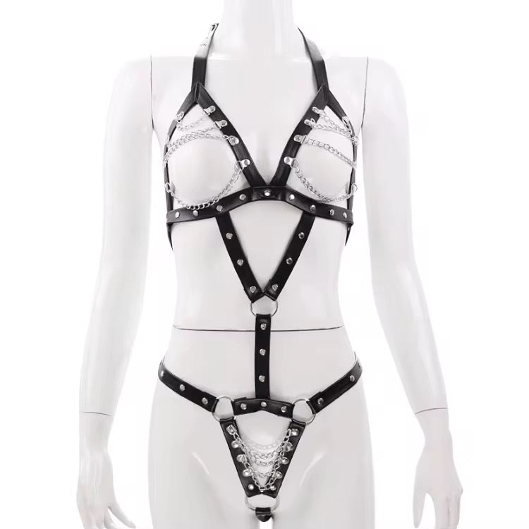 Faux Leather and Chains Teddy