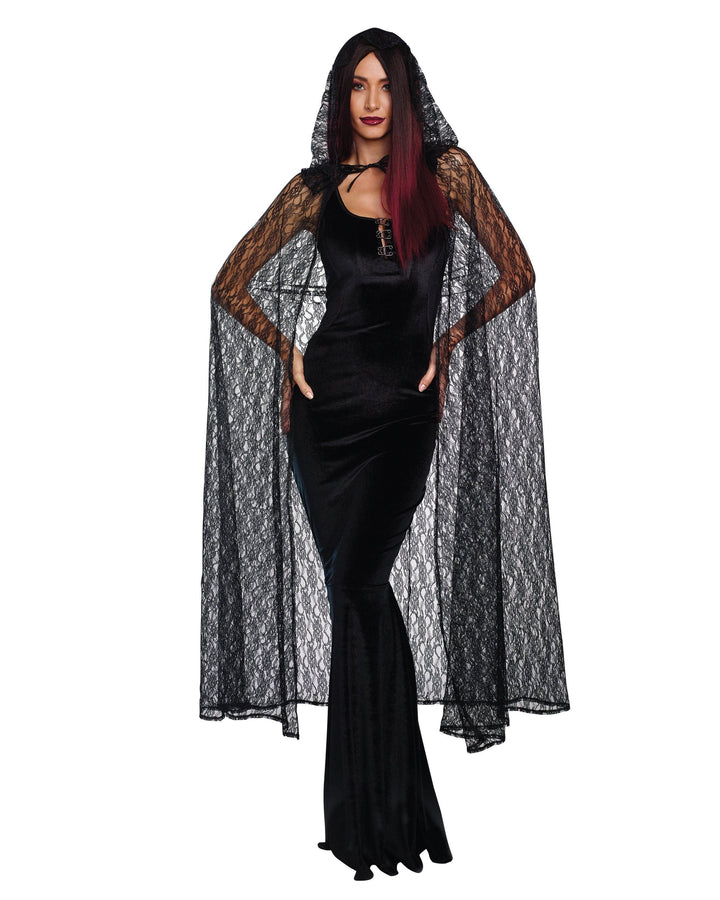 Black Lace Cape with Hood