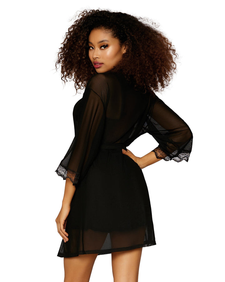 Dreamgirl Stretch Mesh Chemise &amp; Robe Set
