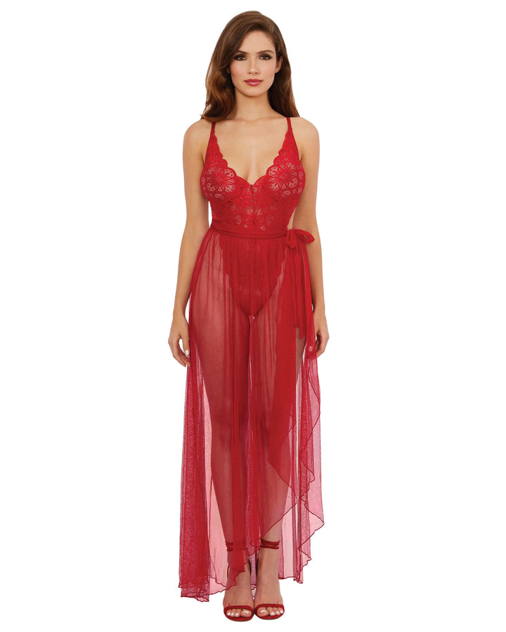 Dreamgirl Mosaic Lace Teddy &amp; Sheer Skirt