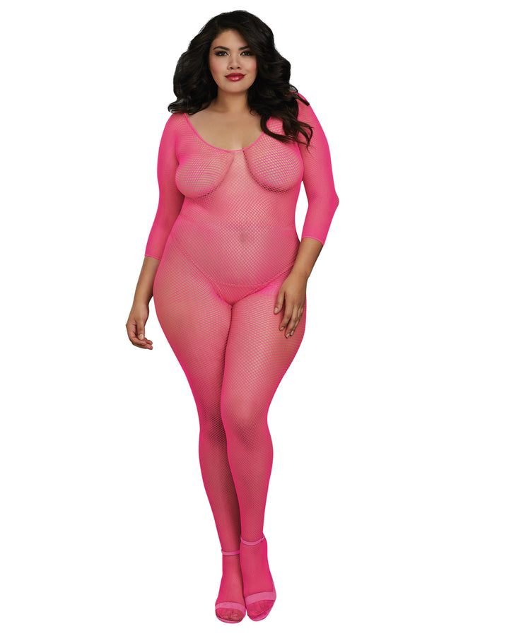 Dreamgirl Plus Fishnet Open Crotch Bodystocking
