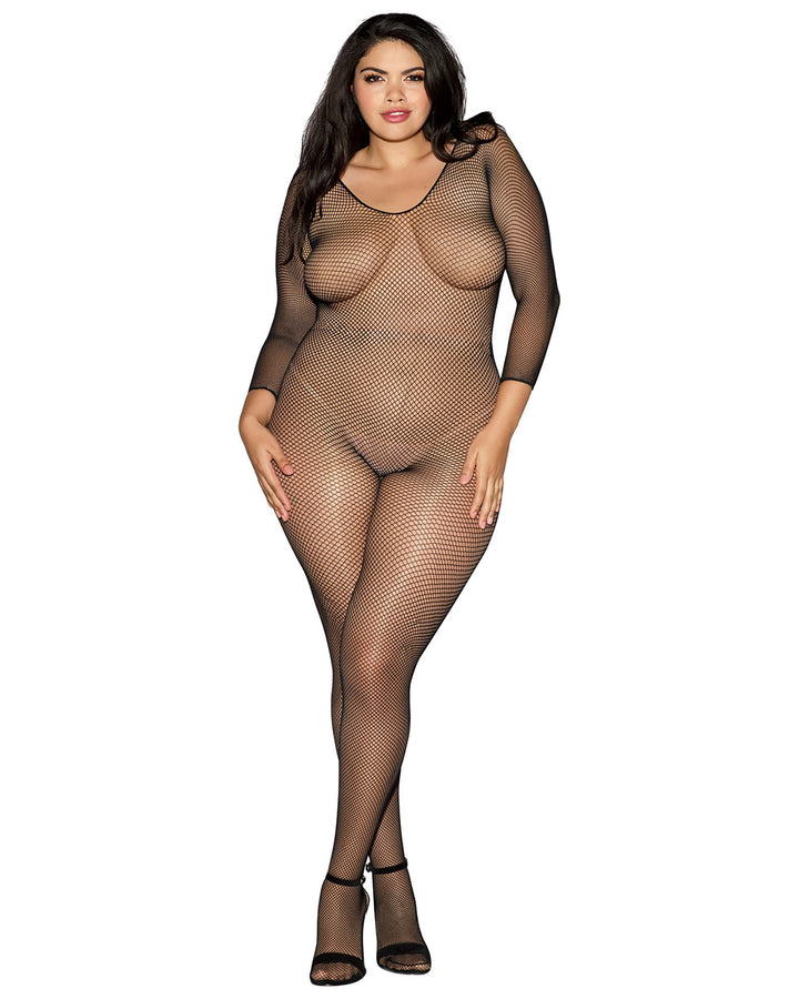 Dreamgirl Plus Fishnet Open Crotch Bodystocking