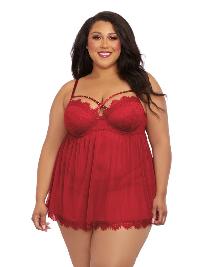 Dreamgirl Plus Size Underwire Push-Up Cup Babydoll
