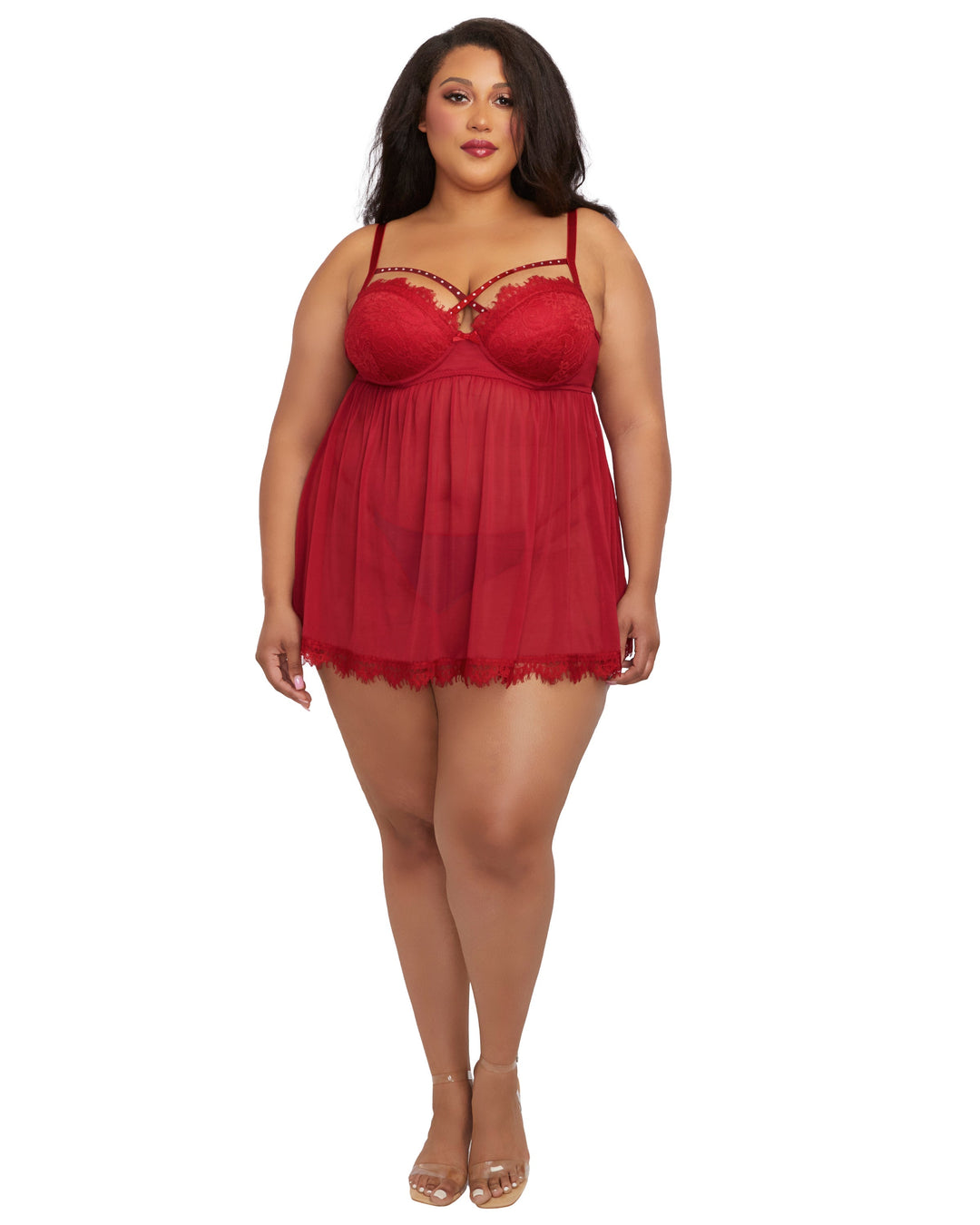 Dreamgirl Plus Size Underwire Push-Up Cup Babydoll
