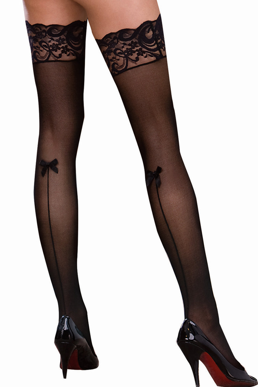 Shop these calf backseams thigh highs with lace tops