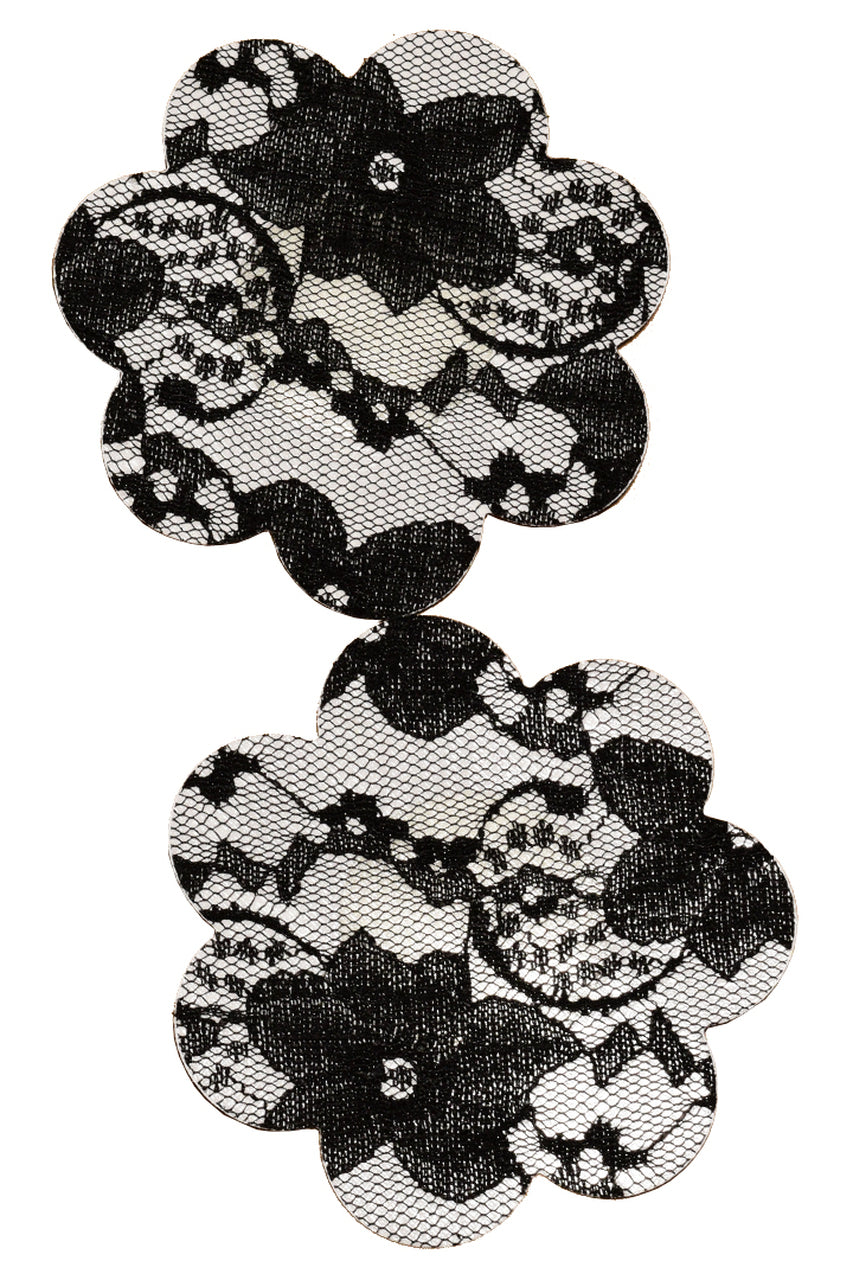 Black floral lace nipple petal pasties