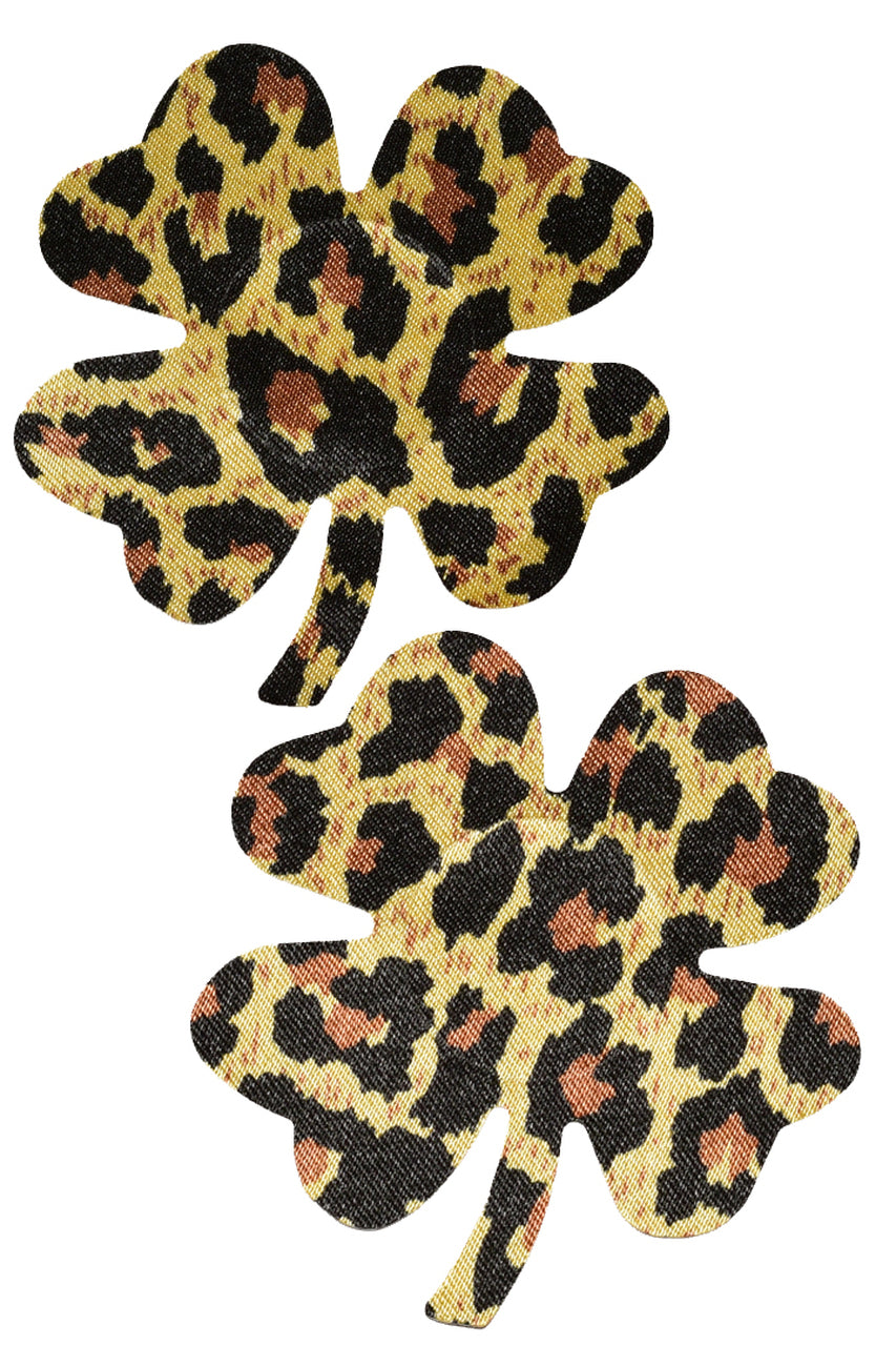 Leopard print mini shamrock nipple pasties