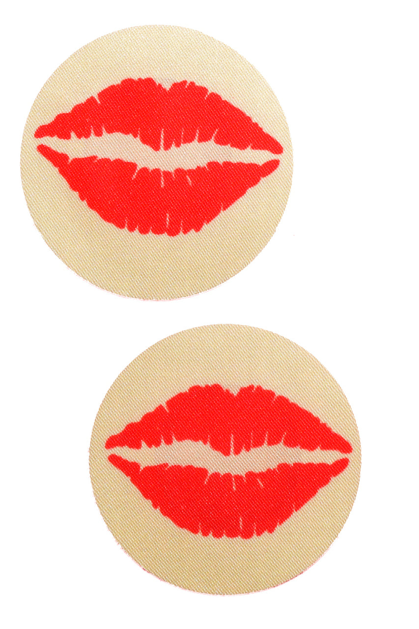 Red lips nipple pasties on white dots