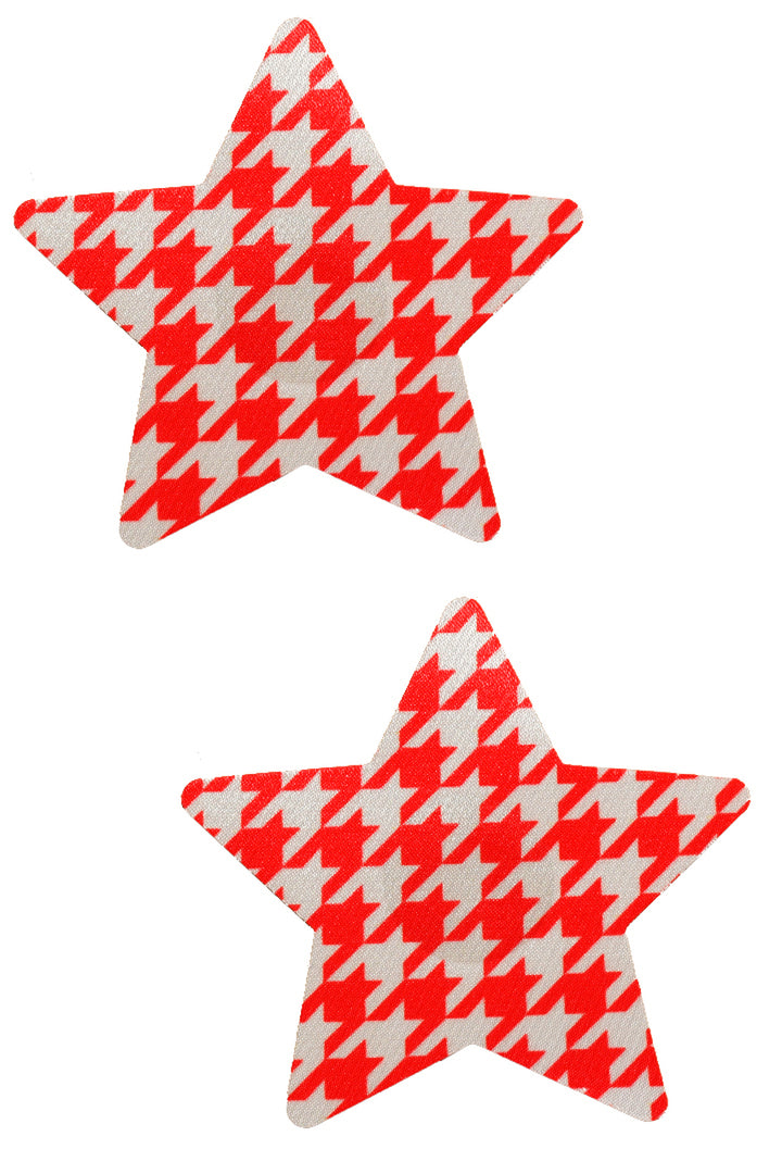 Red &amp; White Houndstooth Star Nipple Pasties