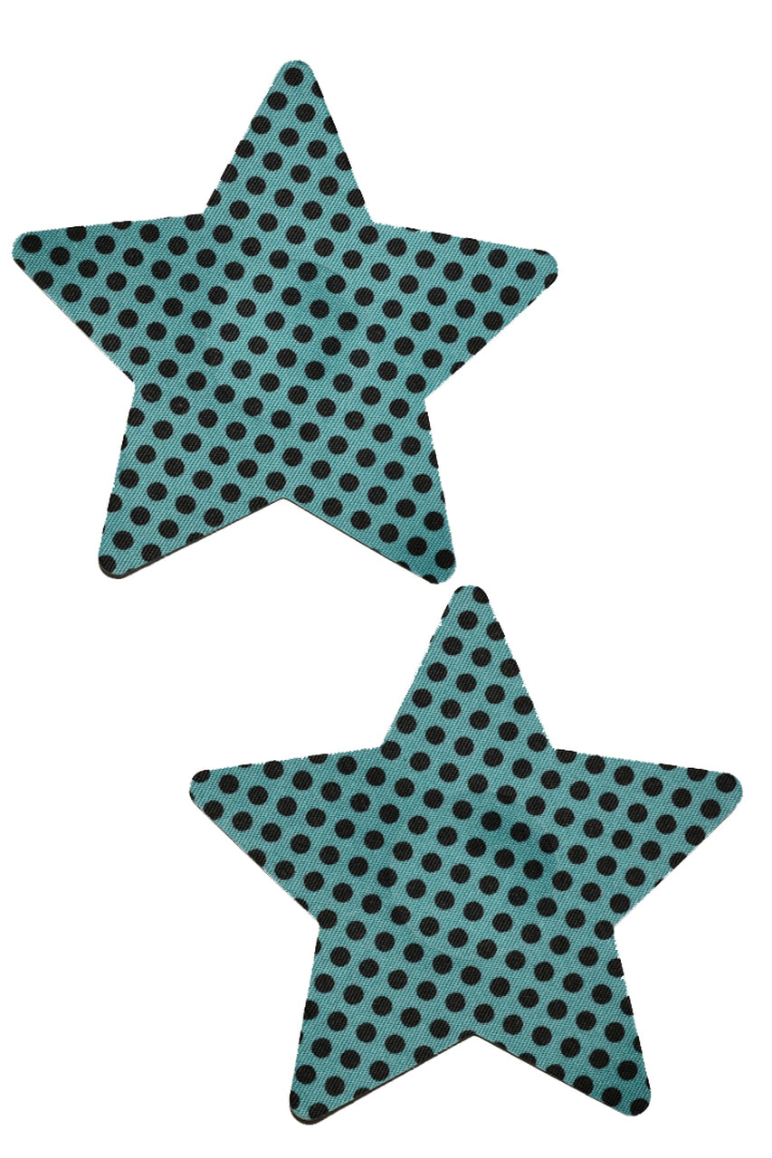 Aqua Green Star Nipple Pasties with mini black dots