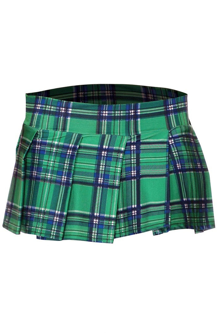 Shop this women's green plaid mini skirt for your school girl lingerie