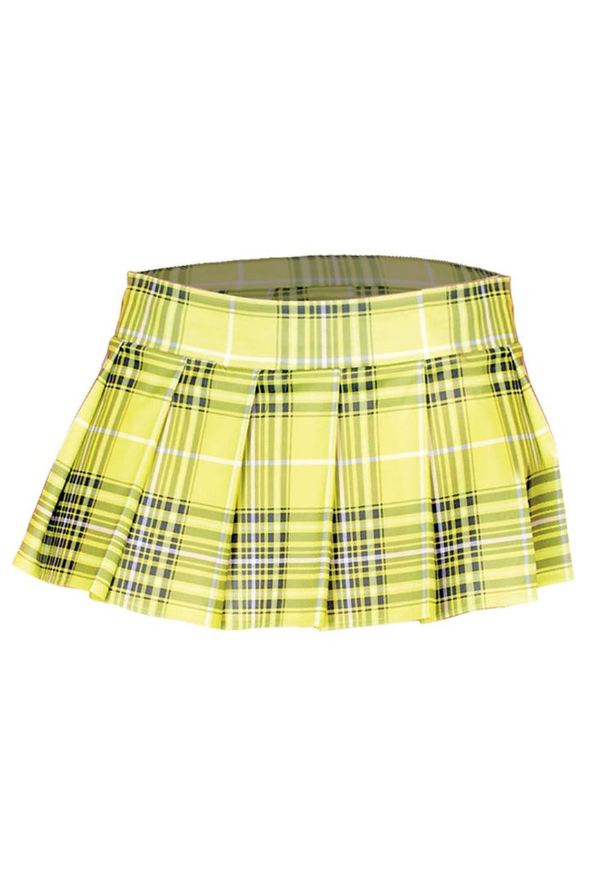 Shop this women's naughty schoolgirl costume featuring a neon yellow mini plaid skirt