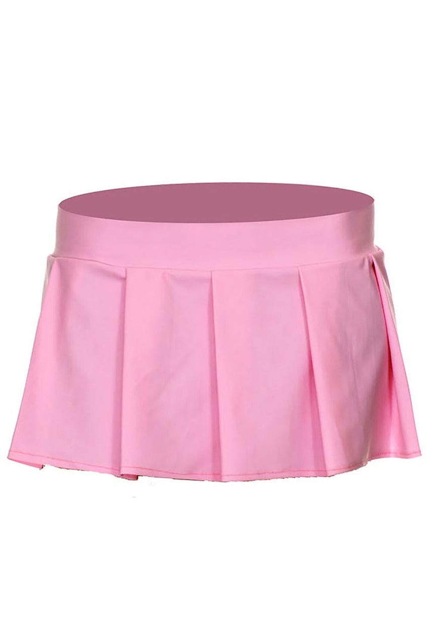 Shop this light pink pleated mini skirt for your school girl lingerie