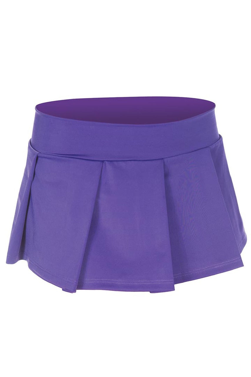 Shop this women's sexy purple pleated mini skirt for your adult school girl outfit