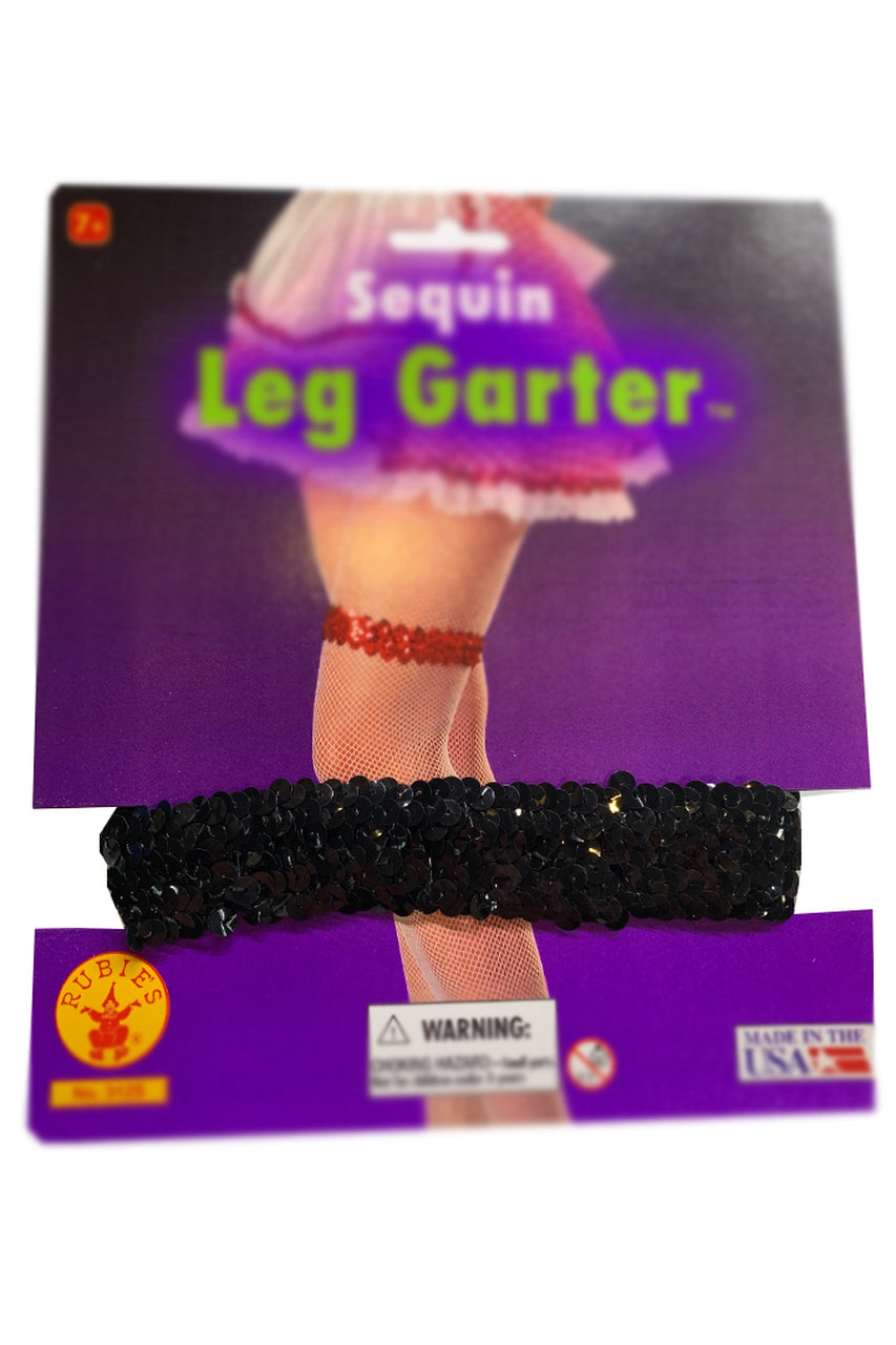 black sequin leg garter