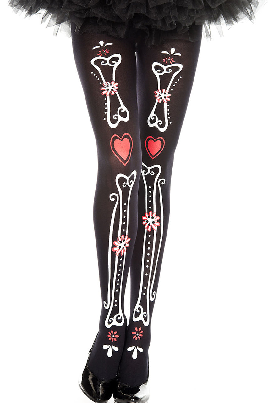 Shop this women's black opaque pantyhose tights for women that feature dia de los muertos hosiery and accessories