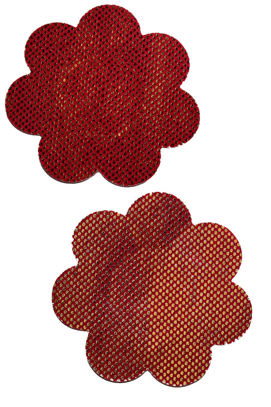 Red and Silver Heart Nipple Pasties