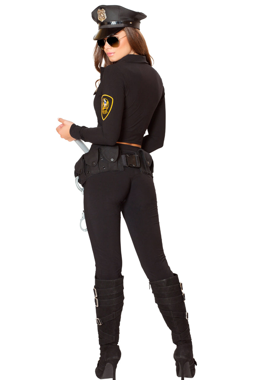 Shop women's sexy 6 Piece Seductive Cop costume. Includes Zip-up Long Sleeve Top, Pants, Hat, Badge, Handcuffs, &amp; Baton