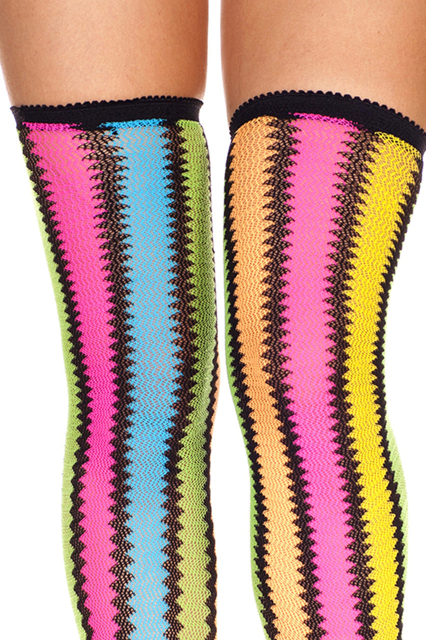 Women's rainbow color thigh high socks