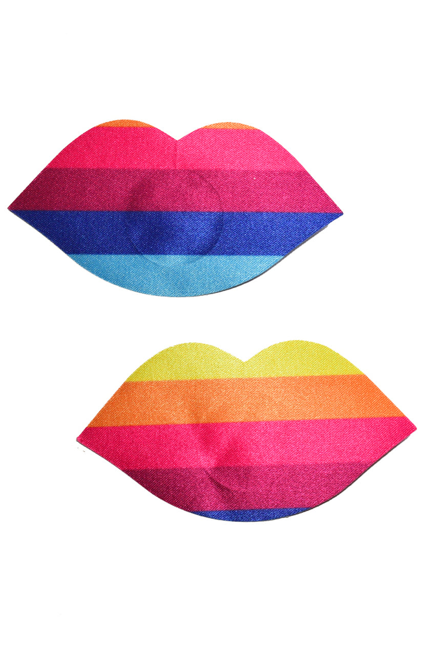 Rainbow lips nipple pasties