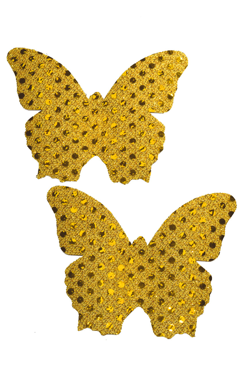 Yellow Gold Sequin Butterfly Nipple Pasties