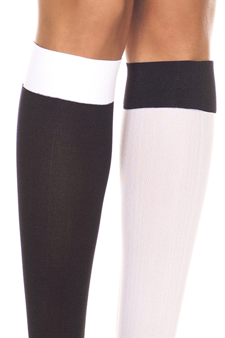 Women's black and white knee high socks