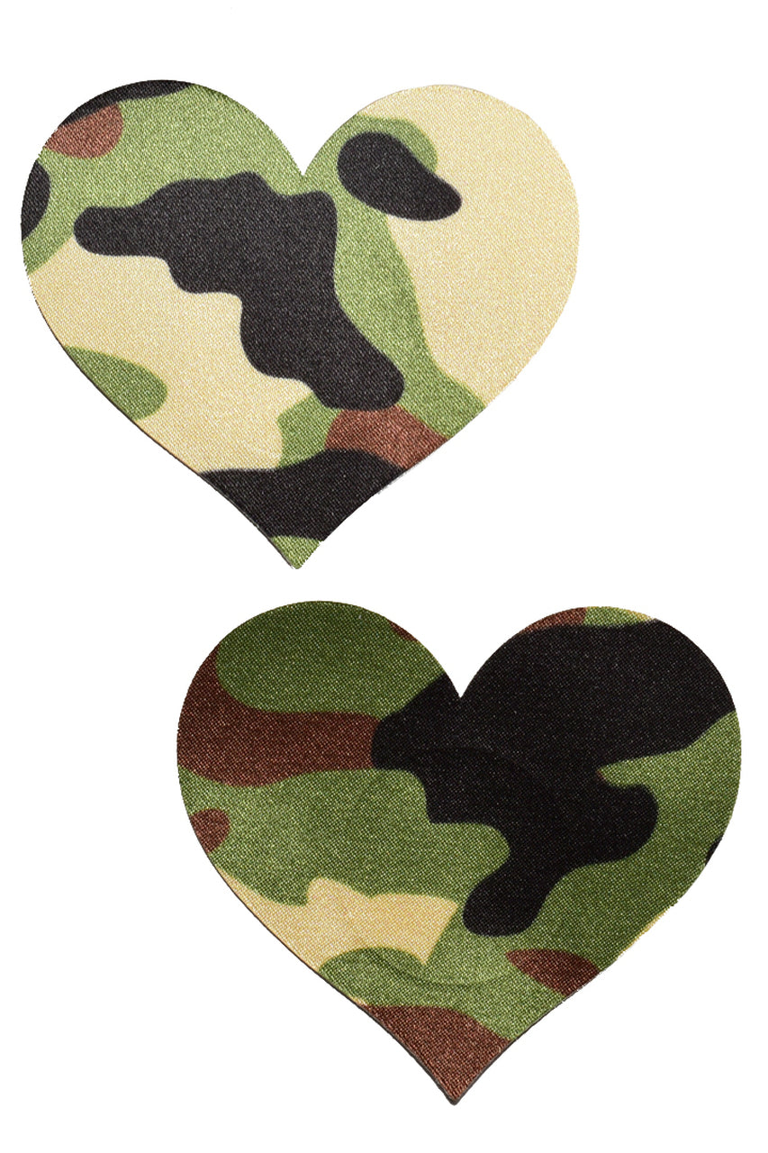 Camouflage heart nipple pasties