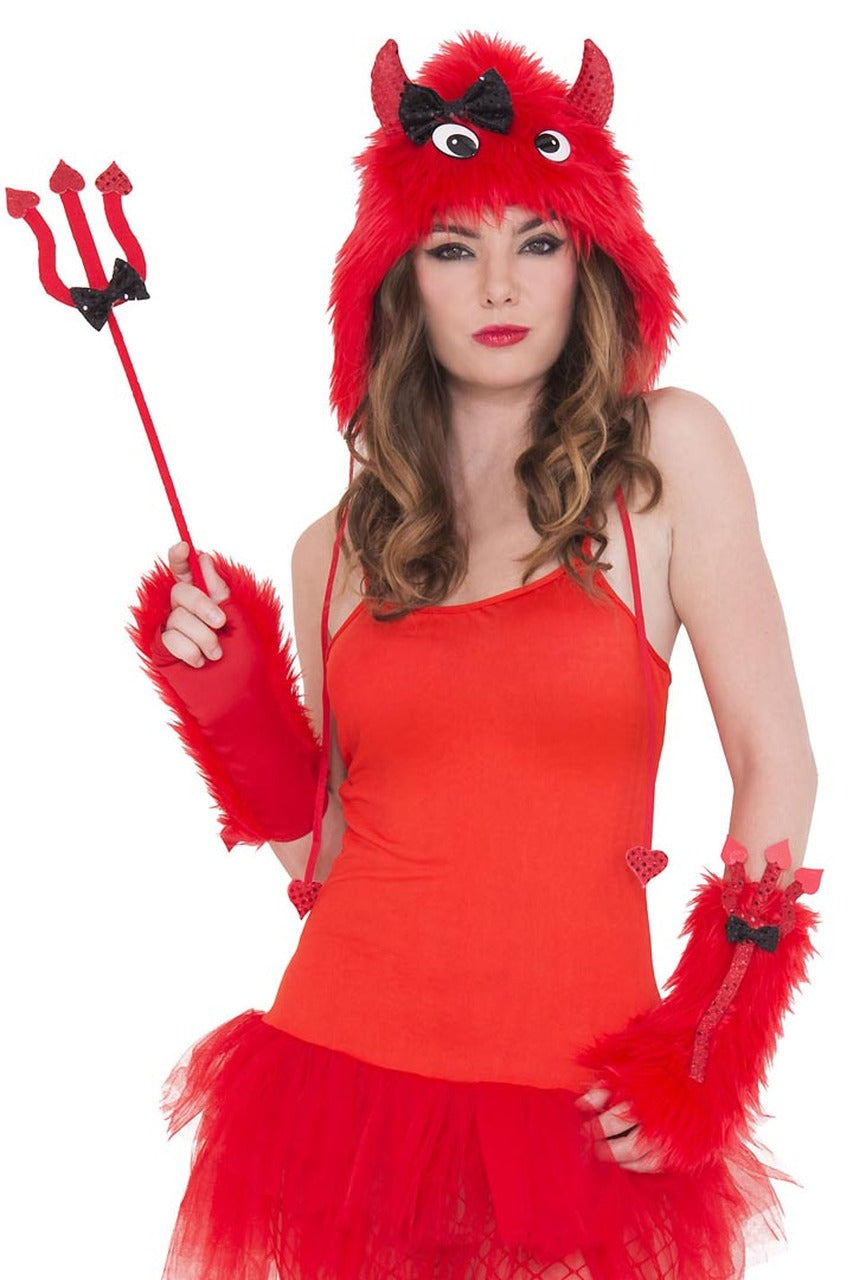 Shop this women's monster devil accessory kit with furry devil hood, gloves, pitchfork and tail